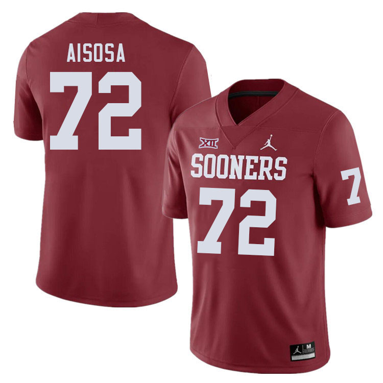 Men #72 Josh Aisosa Oklahoma Sooners College Football Jerseys Stitched-Crimson